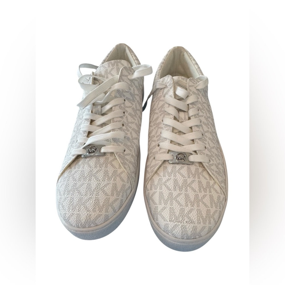 Michael Kors Keaton White and Gray Sneakers with Lace-Up Design Sz 10M